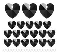 M METERXITY 20-Pack Crystal Heart Shape Prisms, 14mm/0.55 Inch Chandelier Pendant Maker Hanging Crystals Chandelier Prisms for Home/Windows/Garden/DIY Decoration[Black]