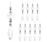 M METERXITY 20-Pack Crystals Prisms Glass Tip Beads, 75mm Replacement Chandelier Teardrop Icicle Drops Hanging Pendant for Lamp/Garden/DIY Decoration, Octagonal Crystal Suncatcher [Clear]