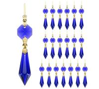 M METERXITY 20-Pack Crystals Prisms Glass Tip Beads, 75mm Replacement Chandelier Teardrop Icicle Drops Hanging Pendant for Lamp/Garden/DIY Decoration, Octagonal Crystal Suncatcher [Blue]