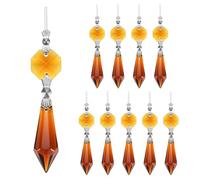 M METERXITY 20-Pack Crystals Prisms Glass Tip Beads, 75mm Replacement Chandelier Teardrop Icicle Drops Hanging Pendants for Lamp/Garden/DIY Decoration, Octagonal Crystal Suncatcher [Amber]