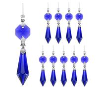 M METERXITY 20-Pack Crystals Prisms Glass Tip Beads, 75mm Replacement Chandelier Teardrop Icicle Drops Hanging Pendants for Lamp/Garden/DIY Decoration, Octagonal Crystal Suncatcher [Blue]