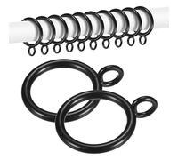 M METERXITY 20-Pack Curtain Ring with Eyelet 1 Inch ID Fits Up to 3/4 Inch Curtain Rod Black Metal Drapery Rings for Sliding Window Bathroom Door Shower Rod