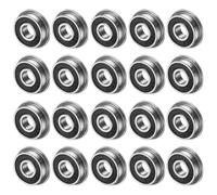 M METERXITY 20-Pack F695-2RS Flanged Ball Bearing, 5mm x 13mm x 4mm Double Rubber Seal Chrome (GCr15) Steel Deep Groove Ball Bearings for Wheelbarrow/Printer/Fax Machines/Power Tools