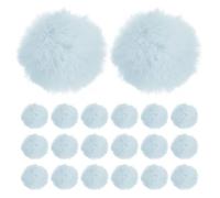 M METERXITY 20-Pack Faux Fur Pom Poms, 2 Inch/ 5 cm Soft Fluffy Pompoms Balls Faux Rabbit Fur with Elastic Loop for Hats/Bags/Keychains/Knitting Accessories/DIY Crafts [Light Blue]