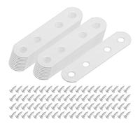 M METERXITY 20-Pack Flat Straight Brackets, 2.95 x 0.71 Inch Flat Bracket Mending for Wood Furniture/ Timber PC Case Holder, Plate Furniture Brace [White]