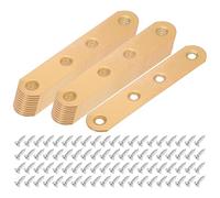 M METERXITY 20-Pack Flat Straight Brackets, 3.74 x 0.71 Inch Flat Bracket Mending for Wood Furniture/ Timber PC Case Holder, Plate Furniture Brace [Gold]