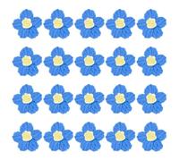 M METERXITY 20-Pack Flower Sew on Patches,1.6 Inch Handmade Beautiful Crochet Flowers Crochet Floral Petals DIY Appliques Embellishments for DIY Clothes/Hats/Hair/Bags [Deep Blue and Yellow]