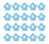 M METERXITY 20-Pack Flower Sew on Patches,1.6 Inch Handmade Beautiful Crochet Flowers Crochet Floral Petals DIY Appliques Embellishments for DIY Clothes/Hats/Hair/Bags [Blue and Yellow]