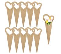 M METERXITY 20-Pack Flower Sleeve Love Heart Floral Bouquet Bags, Single Flower Paper Sleeves for Packaging Wrapping Gift/Flower Arrangement, Flower Bouquet Bags [Brown]