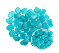 M METERXITY 20-Pack Glow in the Dark Rocks, 1.77" Resin Outdoor Garden Decorations Luminous Pebbles Stones for Garden Plants/Aquarium/Backyard Path, Aquarium Gravel [Light Blue]