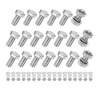 M METERXITY 20-Pack Hex Head Screw Bolt with Nuts Flat & Lock Washers M10x22mm Stainless Steel Bolts and Nuts Kit Fully Threaded Metric Bolt Assortment for Equipment/Machinery