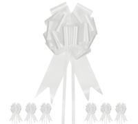 M METERXITY 20-Pack Large Pull Bow, 10 Inch 25cm Plastic Flower Ribbon Pull Bows Ribbon Bows for Gift Wrapping/Wedding/Baskets Decorations, Satin Pull Bows [White Gift Bow]