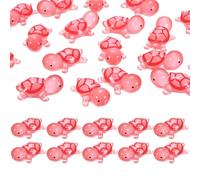 M METERXITY 20-Pack Luminous Mini Resin Turtles, 1.34" Glow in the Dark Tiny Sea Turtle for Fairy Garden/Micro Landscaping/Dollhouse, Cute Miniature Ocean Animal Figurine to Hide [Red]