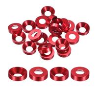 M METERXITY 20-Pack M8 Countersunk Finish Washers, Hole Dia 0.31"/8mm Alloy Aluminum Finish Cup Washer Screw Head Gasket for Industrial/Screw RC/Car/Motorcycle/Mechanical Parts [Red]