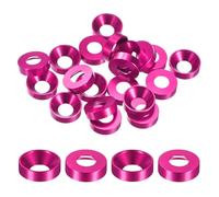 M METERXITY 20-Pack M8 Countersunk Finish Washers, Hole Dia 0.31"/8mm Alloy Aluminum Finish Cup Washer Screw Head Gasket for Industrial/Screw RC/Car/Motorcycle/Mechanical Parts [Rose Red]
