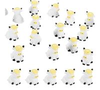 M METERXITY 20-Pack Mini Resin Highland Cow, Small Tiny Highland Cow Figurines for Terrarium Decor/Micro Landscaping Home//Craft Supplies, Decorative Resin Animal Statues [White, Sitting]