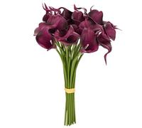 M METERXITY 20-Pack Purple Red Artificial Calla Lily Flowers,14 Inch Faux Calla Lily PU Bouquets Real Touch Faux Flowers for Home/Wedding/Christmas/Party