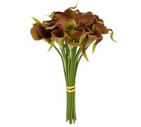 M METERXITY 20-Pack Red Green Artificial Calla Lily Flowers,14 Inch Faux Calla Lily PU Bouquets Real Touch Faux Flowers for Home/Wedding/Christmas/Party