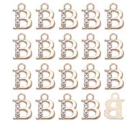 M METERXITY 20-Pack Rhinestone Letter, 2mm Slide Alphabet Letters B for DIY Name ID Bracelets/Necklace/Wristbands Pendants/Jewelry Making [Gold]