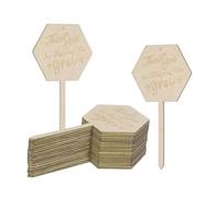 M METERXITY 20-Pack Thank You for Helping Me Grow Plant Labels, 4"x2"x0.08"(LxWxT) Hexagon Wooden Plant Stakes Labels, Nursery Garden Labels for Garden Potted Plants/Thanksgiving Supplies