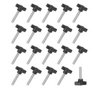 M METERXITY 20-Pack Thumb Screws, M8x40mm Tee Wing Knobs, Plastic T Handle Clamping Screw Knob for Woodworking/Machinery/Equipment, Metric Thread Thumbscrew [Black]