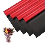 M METERXITY 20 Sheets Flower Wrapping Paper Bouquet, 23 Inch Double-Sided Black & Wine Red BOPP Waterproof Floral Wrapping Paper Flower Packaging DIY for Wedding/Party/Gift Bouquet Wrap Paper