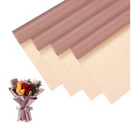 M METERXITY 20 Sheets Flower Wrapping Paper Bouquet, 23 Inch Double-Sided Khaki & Brown BOPP Waterproof Floral Wrapping Paper Flower Packaging DIY for Wedding/Party/Gift Bouquet Wrap Paper