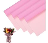 M METERXITY 20 Sheets Flower Wrapping Paper Bouquet, 23 Inch Double-Sided Pink & Light Pink BOPP Waterproof Floral Wrapping Paper Flower Packaging DIY for Wedding/Party/Gift Bouquet Wrap Paper