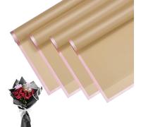 M METERXITY 20 Sheets Flower Wrapping Paper Bouquet, 23 Inch Khaki Gold Edge BOPP Waterproof Floral Wrapping Paper Flower Packaging DIY for Wedding/Party/Birthday/Gift Bouquet Wrap Paper