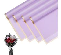 M METERXITY 20 Sheets Flower Wrapping Paper Bouquet, 23 Inch Lavender Purple Gold Edge BOPP Waterproof Floral Wrapping Paper Flower Packaging DIY for Wedding/Party/Gift Bouquet Wrap Paper