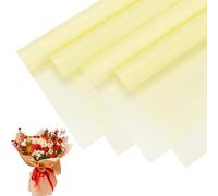 M METERXITY 20 Sheets Flower Wrapping Paper Bouquet, 23 Inch Light Yellow BOPP Waterproof Floral Wrapping Paper Flower Packaging DIY for Wedding/Party/Birthday/Gift Bouquet Wrap Paper