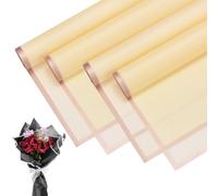 M METERXITY 20 Sheets Flower Wrapping Paper Bouquet, 23 Inch Light Yellow Gold Edge BOPP Waterproof Floral Wrapping Paper Flower Packaging DIY for Wedding/Party/Gift Bouquet Wrap Paper