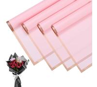 M METERXITY 20 Sheets Flower Wrapping Paper Bouquet, 23 Inch Pastel Pink Gold Edge BOPP Waterproof Floral Wrapping Paper Flower Packaging DIY for Wedding/Party/Birthday/Gift Bouquet Wrap Paper