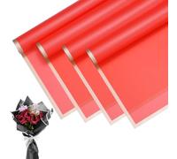 M METERXITY 20 Sheets Flower Wrapping Paper Bouquet, 23 Inch Red Gold Edge BOPP Waterproof Floral Wrapping Paper Flower Packaging DIY for Wedding/Party/Birthday/Gift Bouquet Wrap Paper