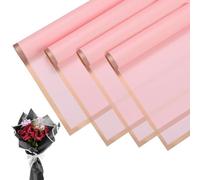 M METERXITY 20 Sheets Flower Wrapping Paper Bouquet, 23 Inch Rose Pink Gold Edge BOPP Waterproof Floral Wrapping Paper Flower Packaging DIY for Wedding/Party/Birthday/Gift Bouquet Wrap Paper