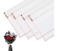 M METERXITY 20 Sheets Flower Wrapping Paper Bouquet, 23 Inch White Gold Edge BOPP Waterproof Floral Wrapping Paper Flower Packaging DIY for Wedding/Party/Birthday/Gift Bouquet Wrap Paper
