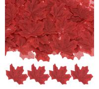 M METERXITY 200-Pack Artificial Maple Leaves, Fake Fall Leaves Faux Autumn Leaves for Thanksgiving/Wedding/Party/Wreaths Decor/Scrapbooking Crafts [Red]