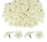 M METERXITY 200-Pack Artificial Roses Heads, Silk Faux Rose Head for Wedding/Bouquet/Flower Wall/DIY Crafts/Party Decoration, Fake Bloom Flower Heads Buds [Cream White]