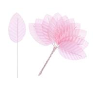 M METERXITY 200-Pack Artificial Silk Leaf, Faux Wire Single Leaves, Fake Flower Leaf with Stem for DIY Bouquet/Wreaths/Wedding/Garland/Party Decorations, Fake Rose Craft Leaves [Pink]