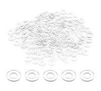 M METERXITY 200-Pack M4 PVC Flat Washers, 4mm ID 8mm OD 1mm Thick Clear Plain Plastic Washer Grommets for Door Handle/Automotive/Bathroom Hardware Replacement, Sealing Spacer Gasket Ring