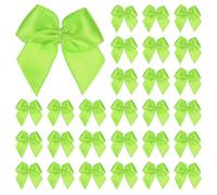 M METERXITY 200-Pack Mini Craft Ribbon Bow 1x1 Inch Checkered Fabric Satin Ribbon Bows Boutique for Craft DIY/Treat Bags/Hair Bow Sewing/Wedding/Birthday/Party/Christmas [Green]