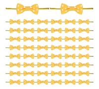 M METERXITY 200-Pack Mini Craft Ribbon Bow Twist Ties,1.2x0.6 Inch Twist Tie Bows Satin Ribbon Tie Bows for Craft DIY/Baked Goods/Hair Bow Sewing/Wedding/Birthday/Party[Yellow]