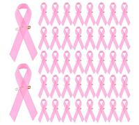 M METERXITY 200-Pack Pink Awareness Ribbons, Satin Ribbon with Safety Pins for Charity Public/Social Event/Party/Clothing Decoration, Hope Faith Awareness Lapel Brooch