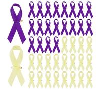 M METERXITY 200-Pack Purple & Yellow Awareness Ribbons, Satin Ribbon with Safety Pins for Charity Public/Social Event/Party/Clothing Decoration, Hope Faith Awareness Lapel Brooch