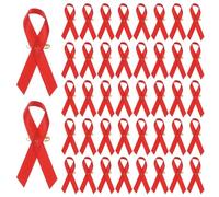 M METERXITY 200-Pack Red Awareness Ribbons, Satin Ribbon with Safety Pins for Charity Public/Social Event/Party/Clothing Decoration, Hope Faith Awareness Lapel Brooch