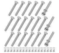 M METERXITY 20Pcs Hex Head Screw Bolt w/Nuts Flat & Lock Washers M8x55mm | Stainless Steel Bolts and Nuts Kit,Fully Threaded Metric Bolt Assortment,for Equipment/Machinery