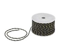 M METERXITY 22 Yards Twisted Rope Trim, 3mm/0.12" Black and Gold Soft Polyester Twisted Silk Rope Cord 3-Ply Decorative Cord for Gift Bag/DIY Crafts/Home Decor/Curtain Tieback