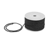 M METERXITY 22 Yards Twisted Rope Trim, 3mm/0.12" Black Soft Polyester Twisted Silk Rope Cord 3-Ply Decorative Cord for Gift Bag/DIY Crafts/Home Decor/Curtain Tieback