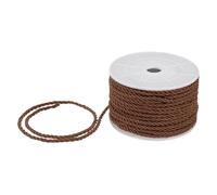 M METERXITY 22 Yards Twisted Rope Trim, 3mm/0.12" Coffee Soft Polyester Twisted Silk Rope Cord 3-Ply Decorative Cord for Gift Bag/DIY Crafts/Home Decor/Curtain Tieback