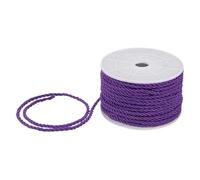 M METERXITY 22 Yards Twisted Rope Trim, 3mm/0.12" Dark Purple Soft Polyester Twisted Silk Rope Cord 3-Ply Decorative Cord for Gift Bag/DIY Crafts/Home Decor/Curtain Tieback
